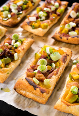 Pastry with bacon and vegetables