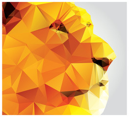 Naklejka premium Głowa lwa geometrycznego wielokąta, profil, wzór trójkąta