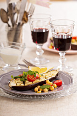 Winter salad with baked eggplant
