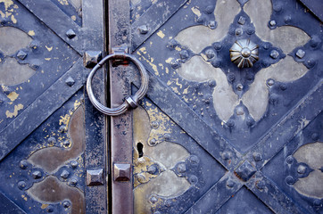 antique metal door fragment with ornaments