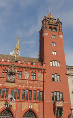 Obraz premium Basel, Altstadt, Rathaus, Marktplatz, Schweiz