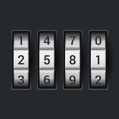 Combination lock number code. on dark background Vector