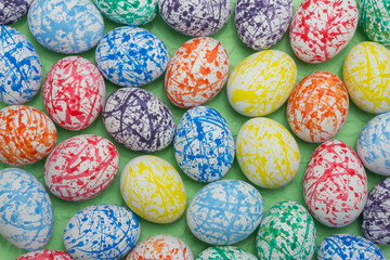 Colorful Easter Eggs, Green background