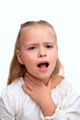 Girl has a sore throat
