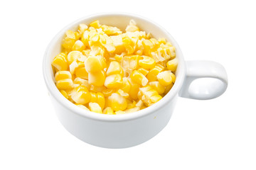 Boiled corn cobs isolated on white background