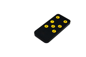 tv remote control keypad black on white isolated