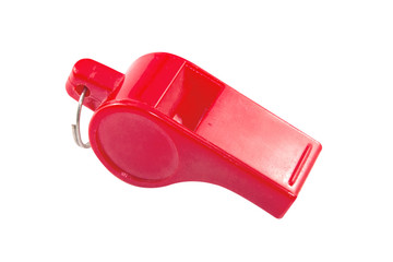 Red whistle on white background