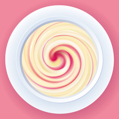 Vector background of mixed cream in a bowl