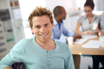 Fototapeta premium Closeup of young man in business class