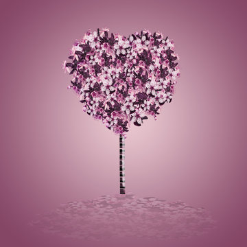 árbol De Corazón De Flores Hermosas