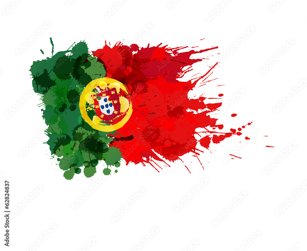 Wall mural Flag of Portugal made of colorful splashes