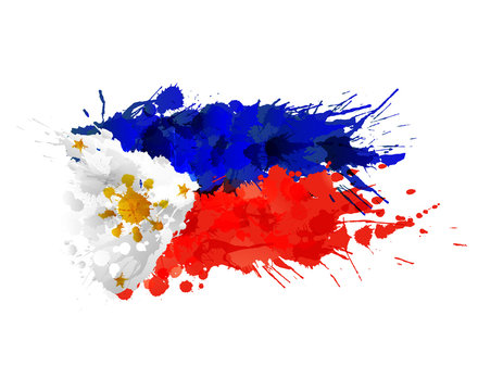 Flag of Philippines made of colorful splashes