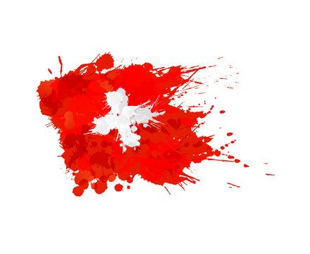 Fototapeta Szwajcarska flaga wykonana z kolorowych plam