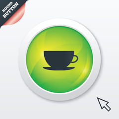 Coffee cup sign icon. Coffee button.