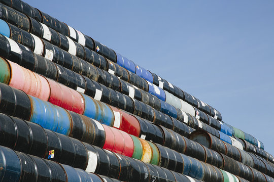 Oil barrels stacked up