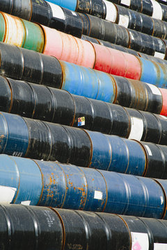 Oil barrels stacked up