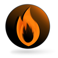 flamme orange sur bouton web