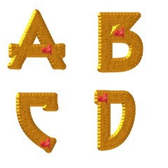 Abc,gold,gezackt,3D