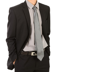 Business man in suit on a white background