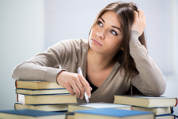 Student girl thinking
