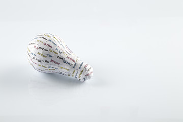 CYMK 3D Printing concept: lightbulb, from idea to solid model