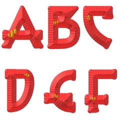Abc,rot,gold,Russel,3D