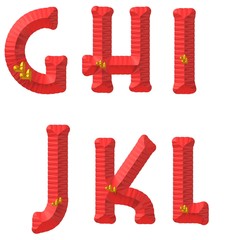 Abc,rot,gold,Russel,3D