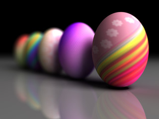 Easter colorful eggs on gray background
