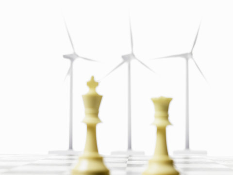 Environmental Chess Board with Wind Turbines
