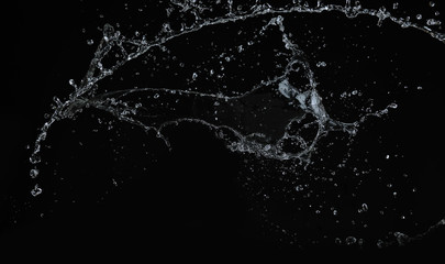 Water splash on black background