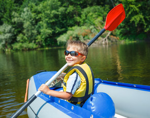 Boy kayaking