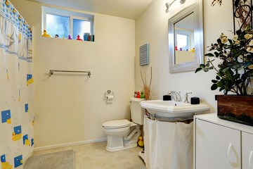 Bathroom with toy ducks