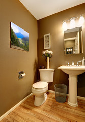 Bathroom corner with toilet and washstand
