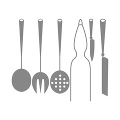 Icons Of Silhouettes Of Kitchen Elements Isolated