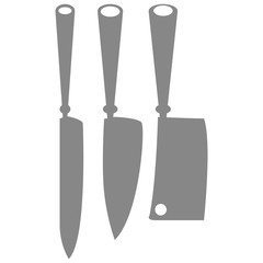 Icons Of Silhouettes Of Kitchen Knifes Isolated