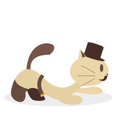 Cute Cartoon Cat Isolated On White Background