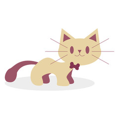 Cute Cartoon Cat Isolated On White Background