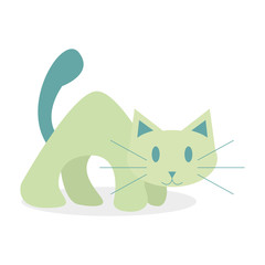 Cute Cartoon Cat Isolated On White Background