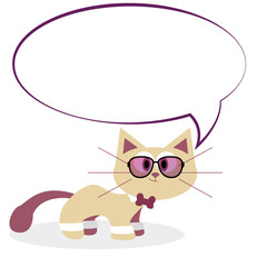 Cute Cartoon Cat Isolated On White Background