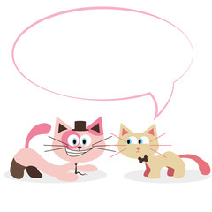 Cute Cartoon Cat Isolated On White Background