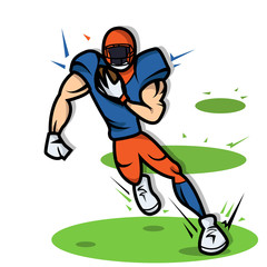 American Football Player Cartoon With Big Muscle