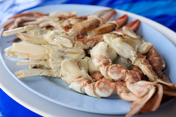 Close up piece of  steamed crab