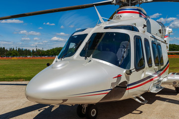 Helicopter on  an airfield