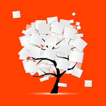 Art tree with papers for your text