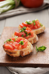 simple italian appetizing bruschetta with tomato