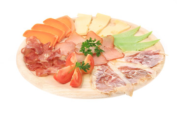 Close up of meat and cheese.