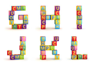 Alphabet on a baby cubes letters