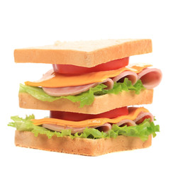 Sandwich with bacon and vegetables.