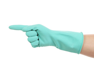 Hand shows one in rubber glove.
