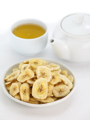 Crunchy banana chips eat with hot tea